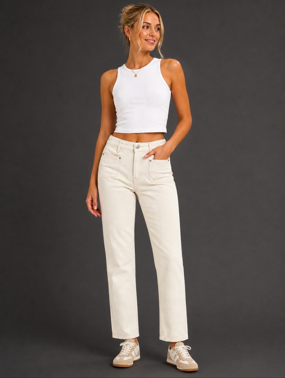 NWOT Current/Elliott Off-White Crop Jeans, Size 27